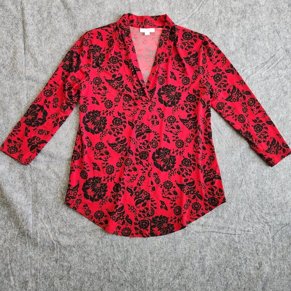 Charter Club Liquid Knit Stretch V-Neck Tank Top Women's S Red Vamp Whimsigoth - Picture 2 of 11